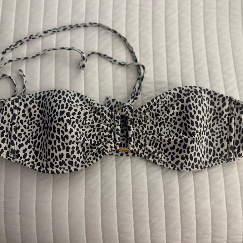 LOFT Black and White Leopard Print Swim Top